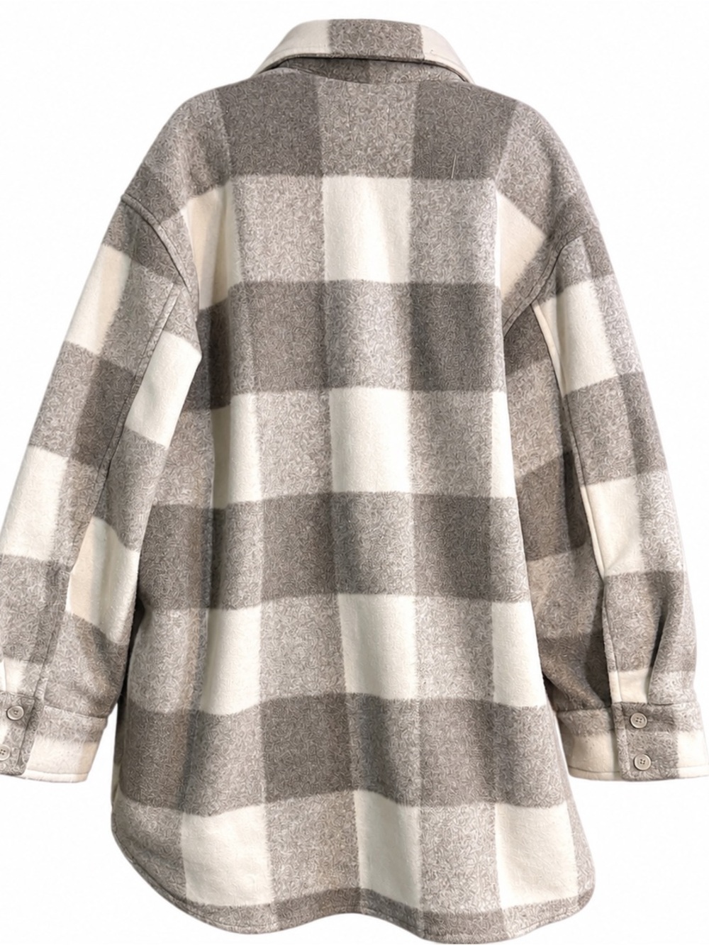H&M Oversized Plaid Shacket (shirt-jacket hybrid) feat relaxed fit beige xxl - Picture 2 of 10